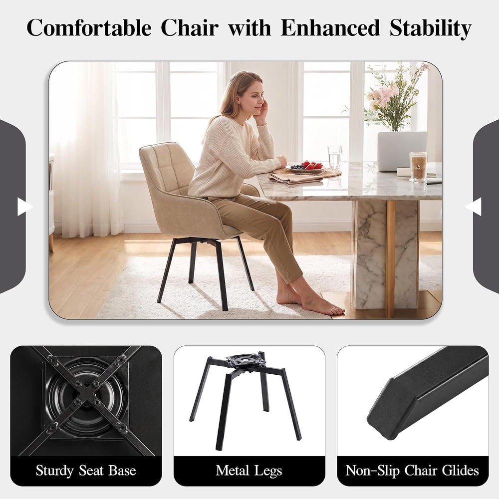 TUKAILAi Swivel Dining Chairs Set of 2, Faux Leather Dining Chairs with Arms ...