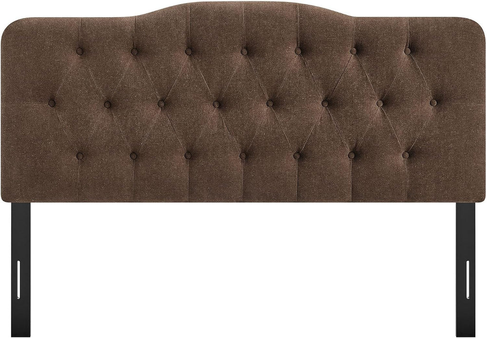 Modway Annabel Premium Linen Blend Queen Headboard in Cocoa - Soft Fabric Hea...