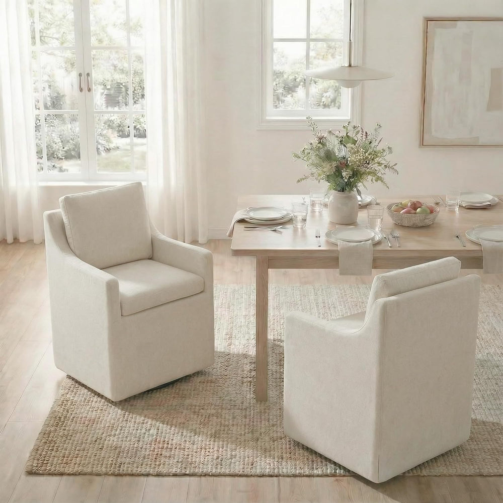 KISLOT Upholstered Dining Chairs Set of 4 with Washable Cover, Oatmeal | Mode...