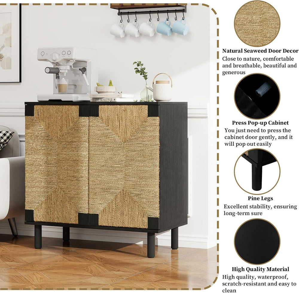 Small Accent Cabinet with Doors - Sideboard Buffet Cabinet with Storage, Coff...