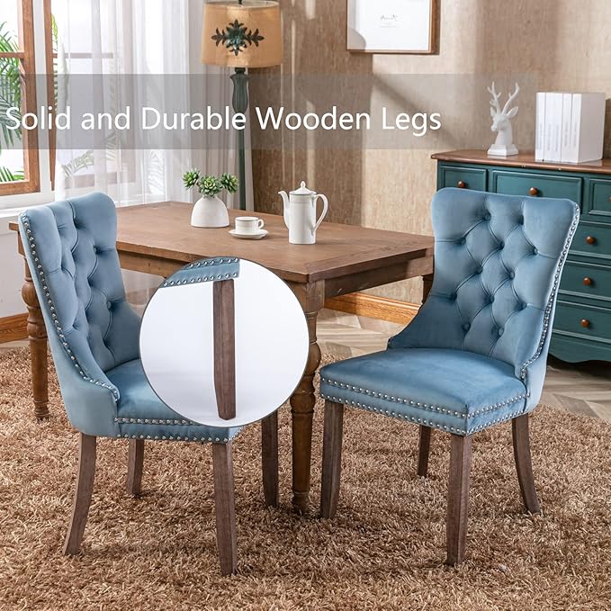 Upholstered Dining Chairs Set of 4, Velvet Dining Room Chairs with Back Ring ...
