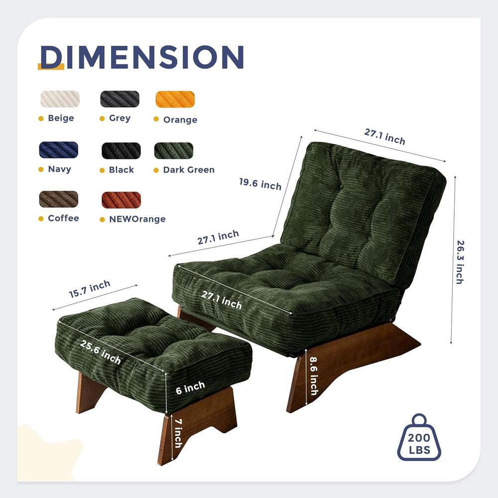 MAXYOYO Accent Chair with Ottoman, Lounge Chair with Adjustable Backrest | Tu...