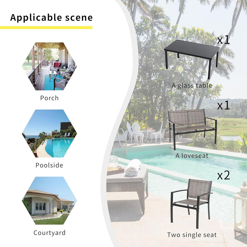 Shintenchi 4 Pieces Patio Furniture Set All Weather Textile Fabric Outdoor Co...