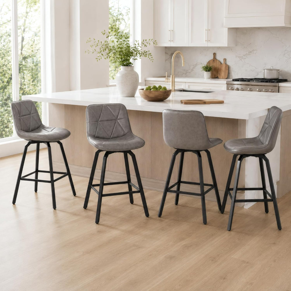 26" Counter Height 360° Swivel Bar Stools Set of 3, Triangular Pattern F...