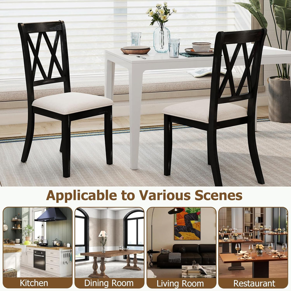 GOFLAME Wooden Dining Chairs Set of 4, Farmhouse Kitchen Chairs with X-Shaped...