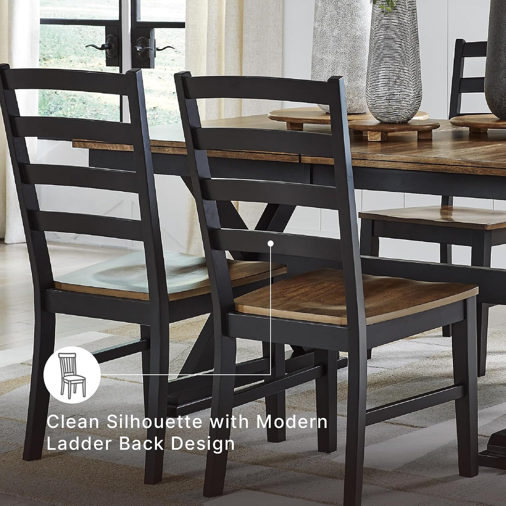 Signature Design by Ashley Wildenauer Dining Chairs Set of 2, Modern Ladderba...