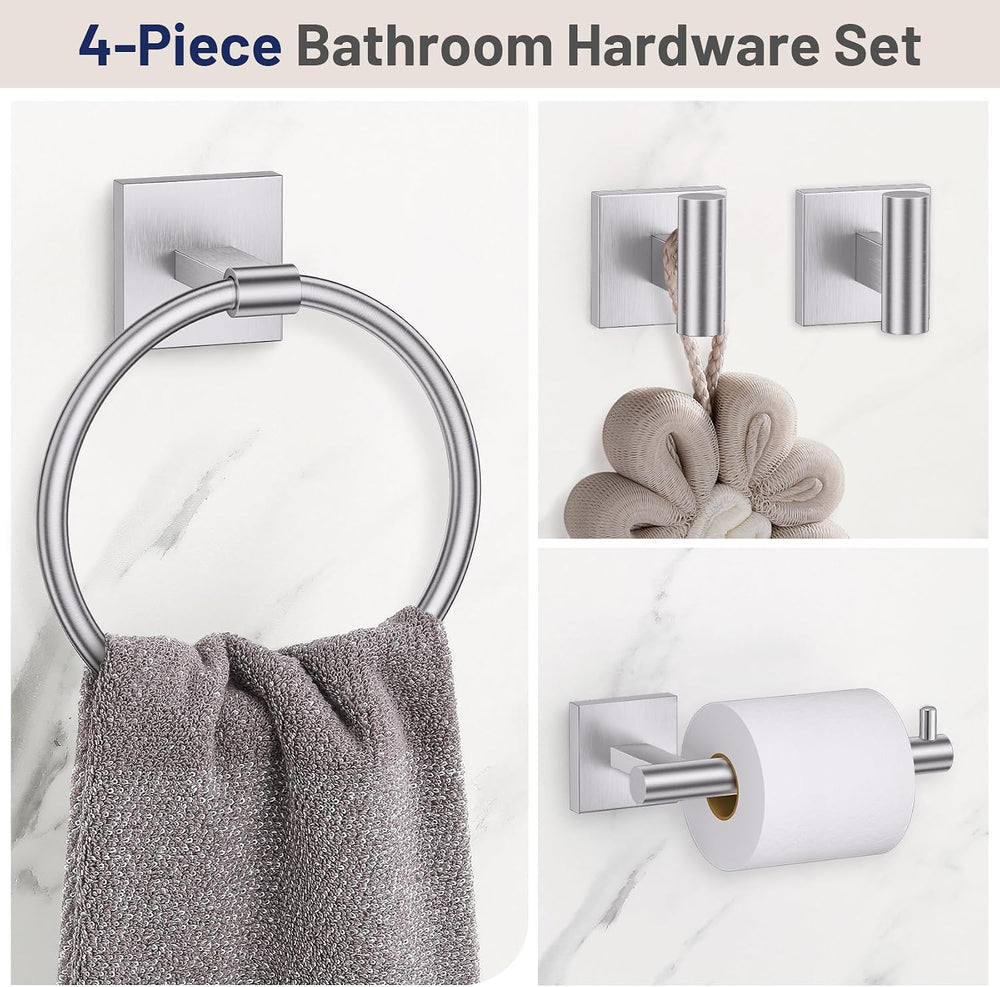 Towel Ring Set 4 Piece Bathroom Hardware Set Includes Towel Ring 2 Towel Hook...