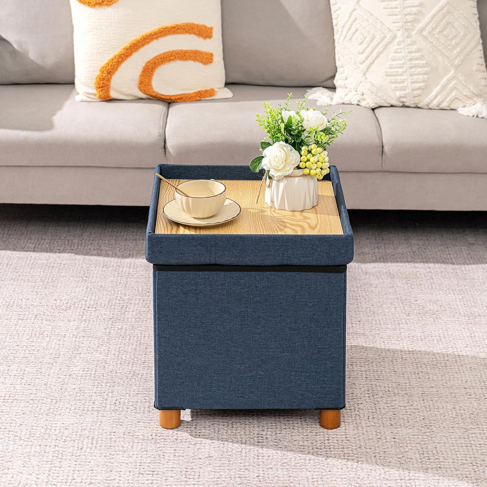 B FSOBEIIALEO Storage Ottoman with Tray, Foot Stools and Ottomans with Legs, ...
