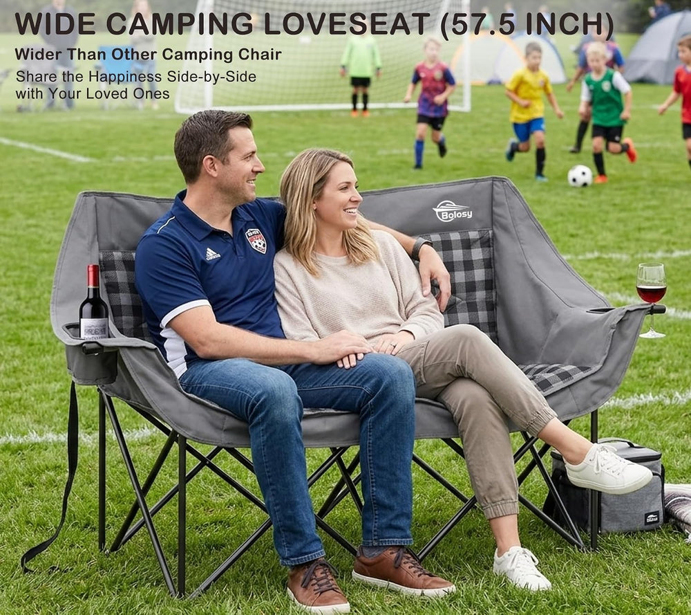 Bolosy Double Camping Chair Oversized Loveseat Heavy Duty 2 Person Camp Chair...