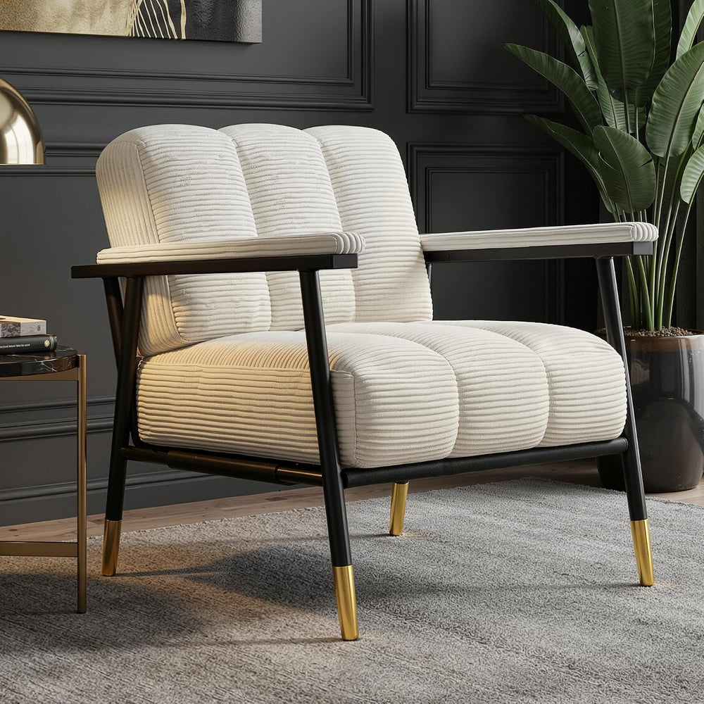 Homkdom Corduroy Accent Chair,Reading Chair for Living Room, Bedroom