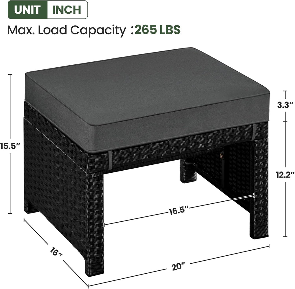 Yaheetech Wicker Ottomans, Set of 2 Footrest with Removable Cushion, 2pcs PE ...