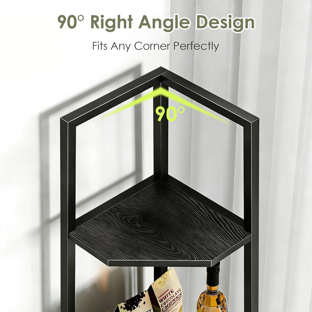 VECELO 6 Tier Corner Shelf 69 Inch Industrial Bookshelf with Metal Frame, Mul...