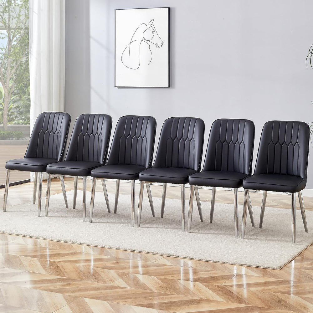 Dining Chairs Set of 6,Modern Dining Chairs, Equipped with PU Leather Backres...