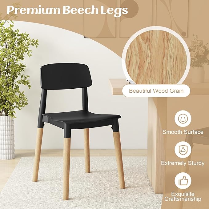 Giantex Modern Dining Chairs Set of 4, Plastic Dining Side Chair Set w/Sturdy...