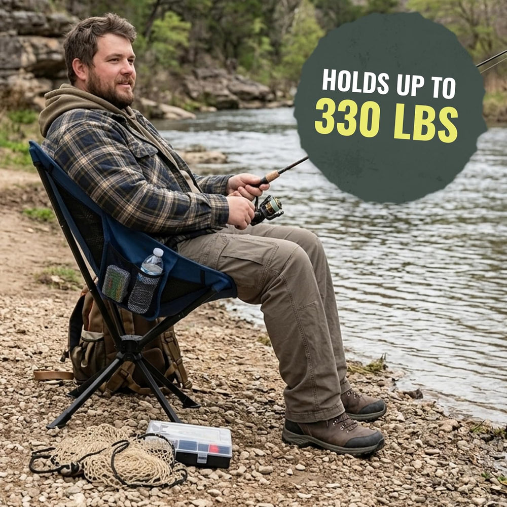 360° Rotation Swivel Camping Chair- Holds 330lb, Small Portable Folding Chair...