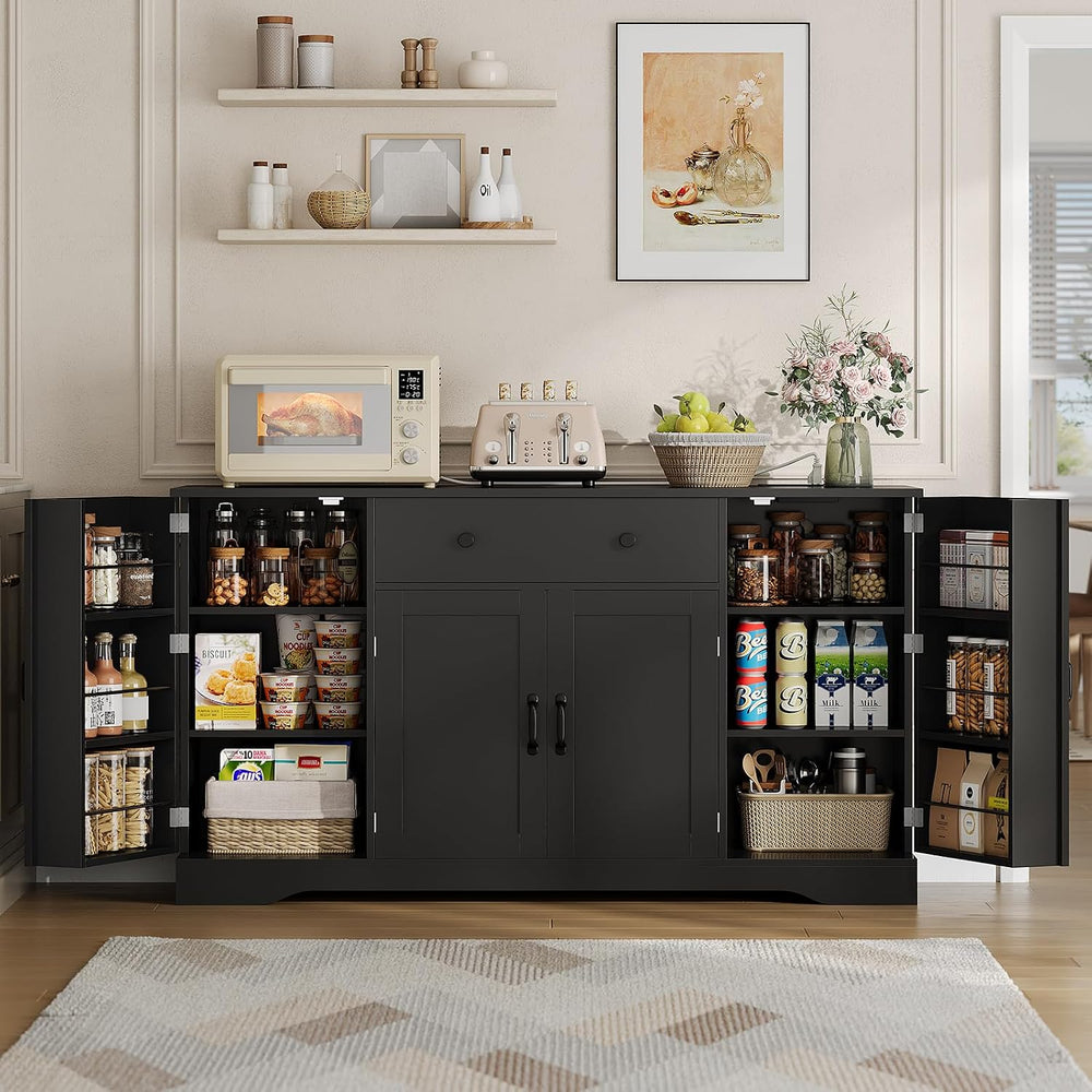 Brinlawb Buffet Cabinet with Storage & Charging Station, 53" Farmhou...