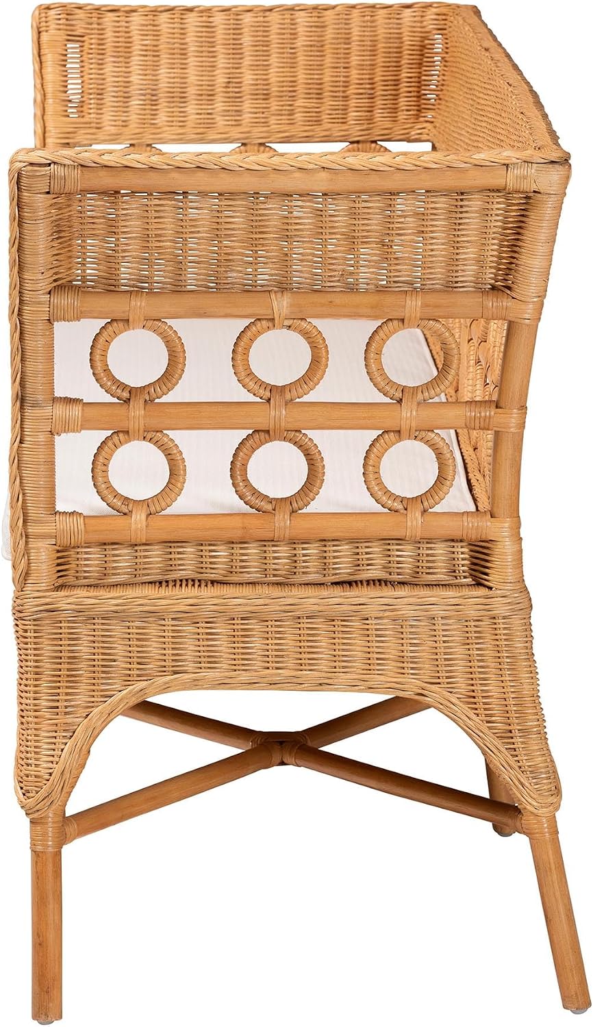 Bali & pari Oxford Natural Rattan Furniture with Braided Edges and emblis...