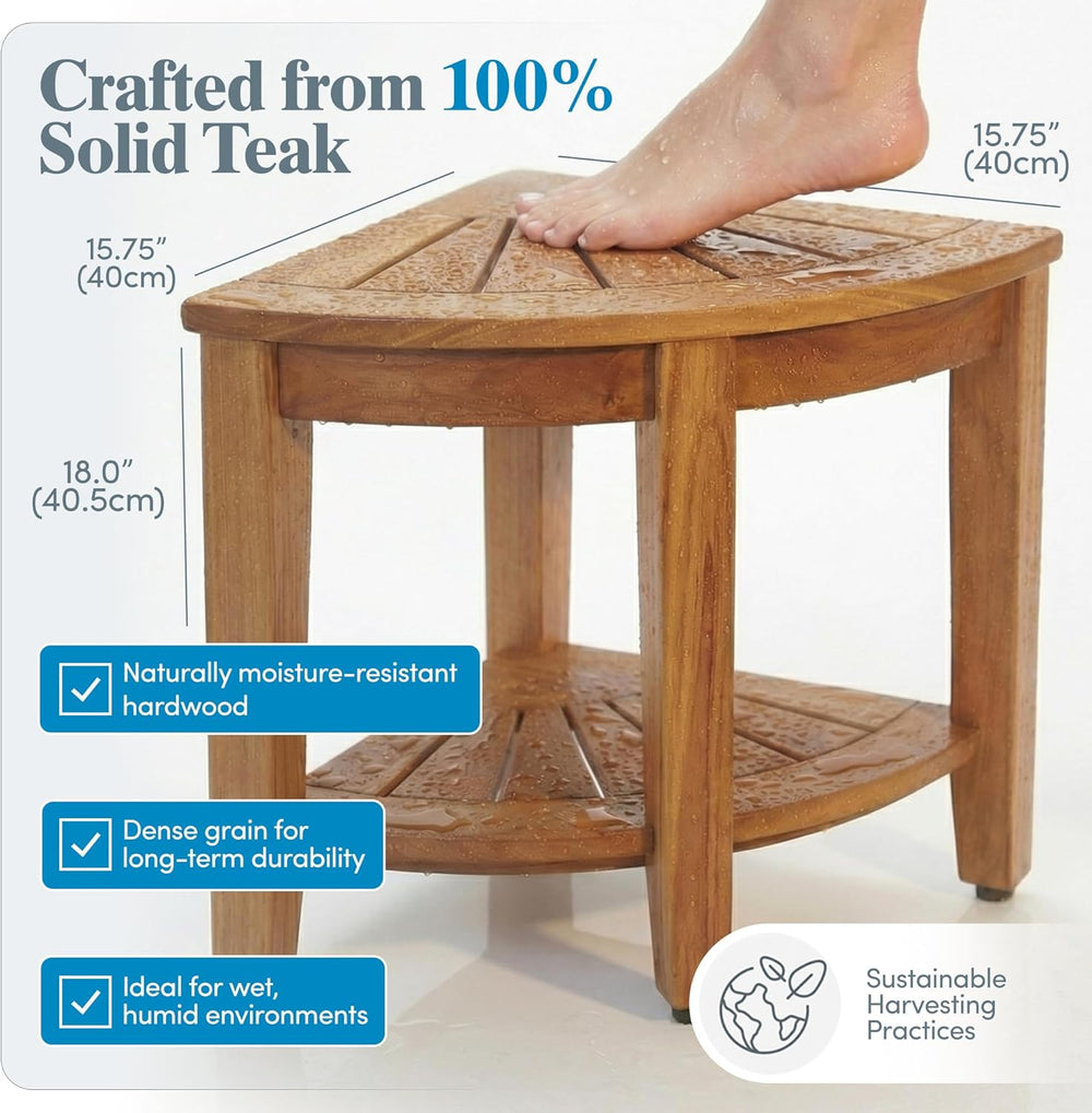 AquaTeak Kai Corner 15.5" Teak Shower Bench