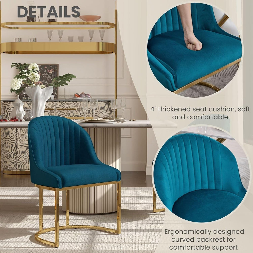 Velvet Dining Chairs Set of 4, Modern Dinning Room Chairs with Golden Metal F...