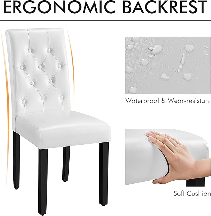 Yaheetech Upholstered Dining Chairs Set of 2 Modern Leather Parsons Kitchen C...