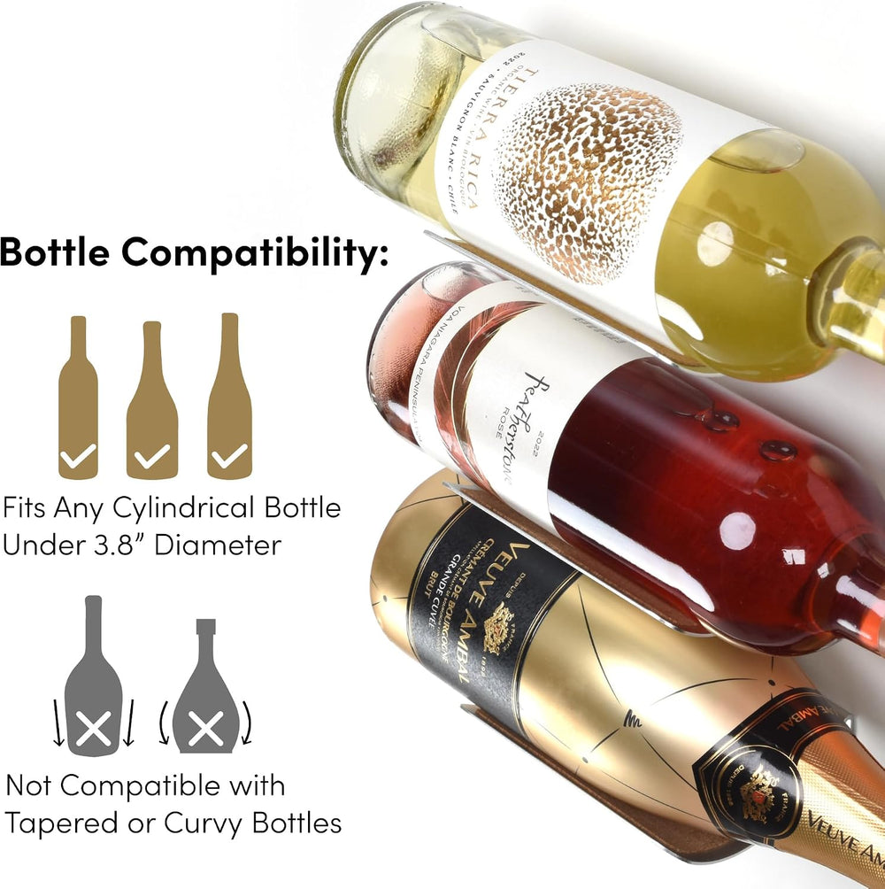 xympo Wall Mounted Wine Rack Set – 6-Piece Aluminum Bottle Holders with Non-S...