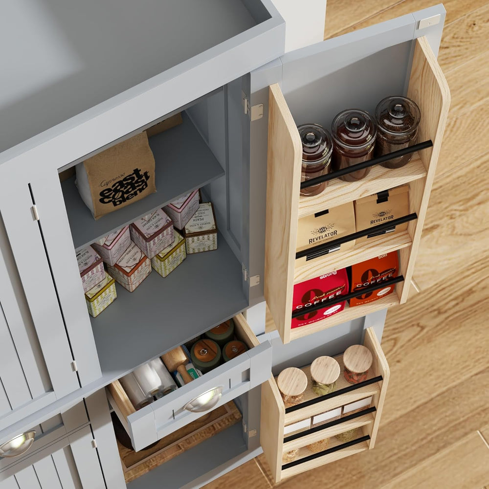 71" Tall Kitchen Cabinet Pantry Storage,Modern Kitchen Hutch Cabinet wit...