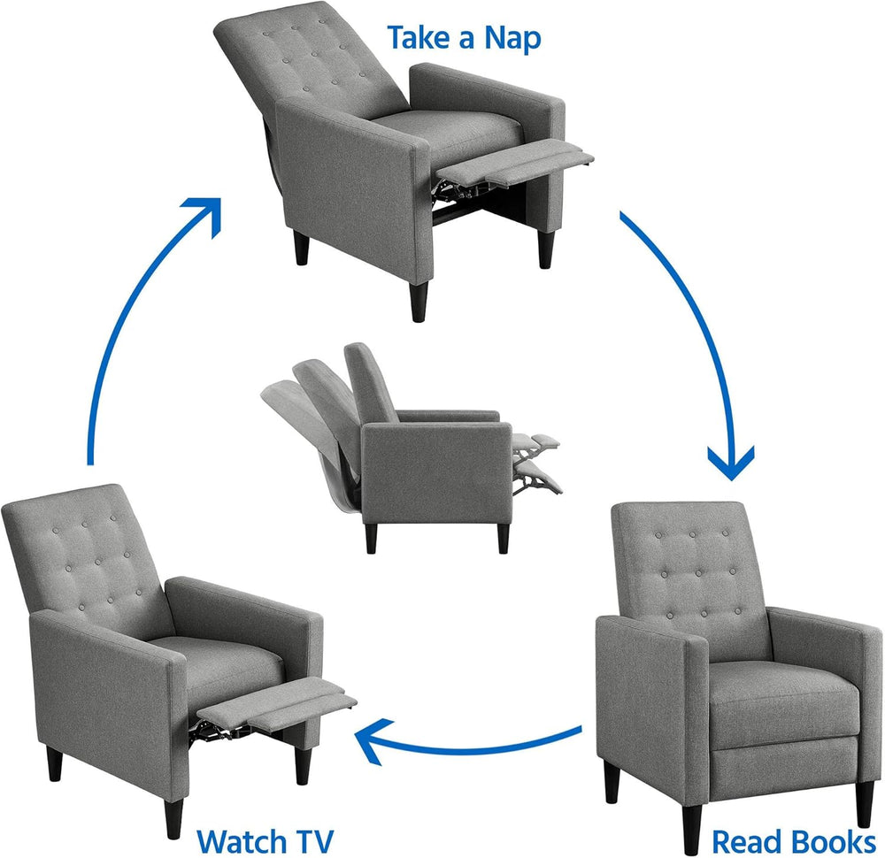 Yaheetech Fabric Recliner Chair with Adjustable Back & Footrest, Mid-Cent...