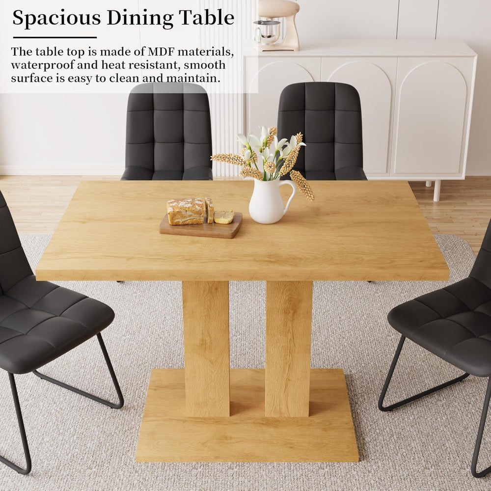 Dining Table Set for 4-6 People, 46 Inch Modern MDF Oak Kitchen Table with 4 ...