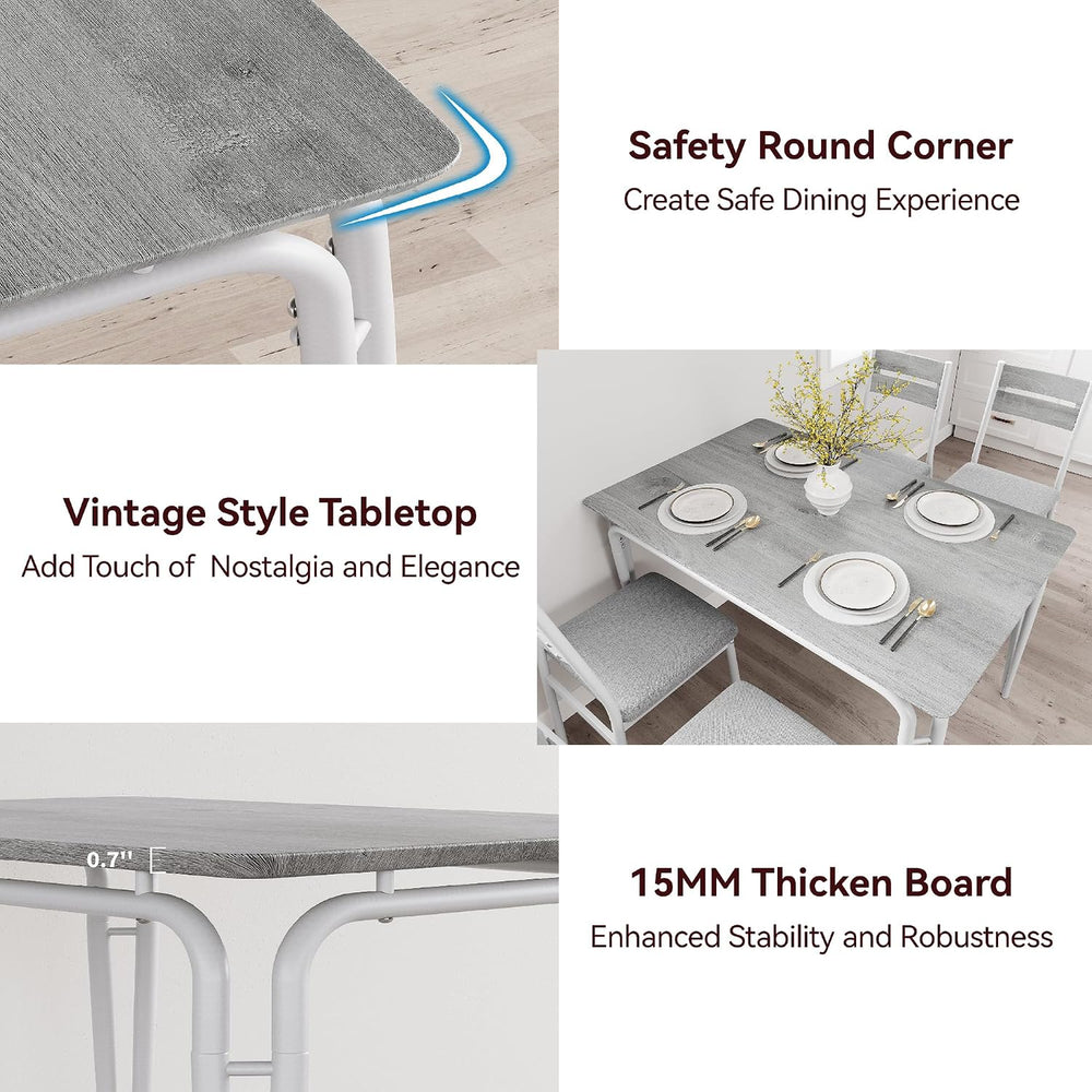 GAOMON 3-Piece Dining Table Set, Sturdy Wooden Square Table and Chair Breakfa...