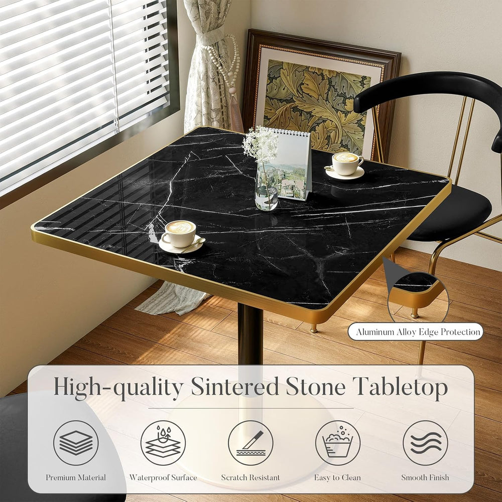 31.5'' Tulip Table, Square Dining Table with Sintered Stone Tabletop ...