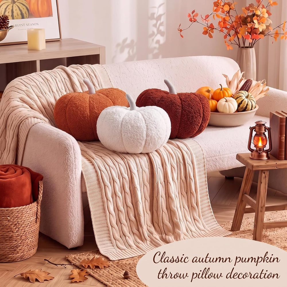 Konohan 3 Pcs Pumpkin Pillows Fall Stuffed Pumpkin Plush Pillow for Autumn Ha...