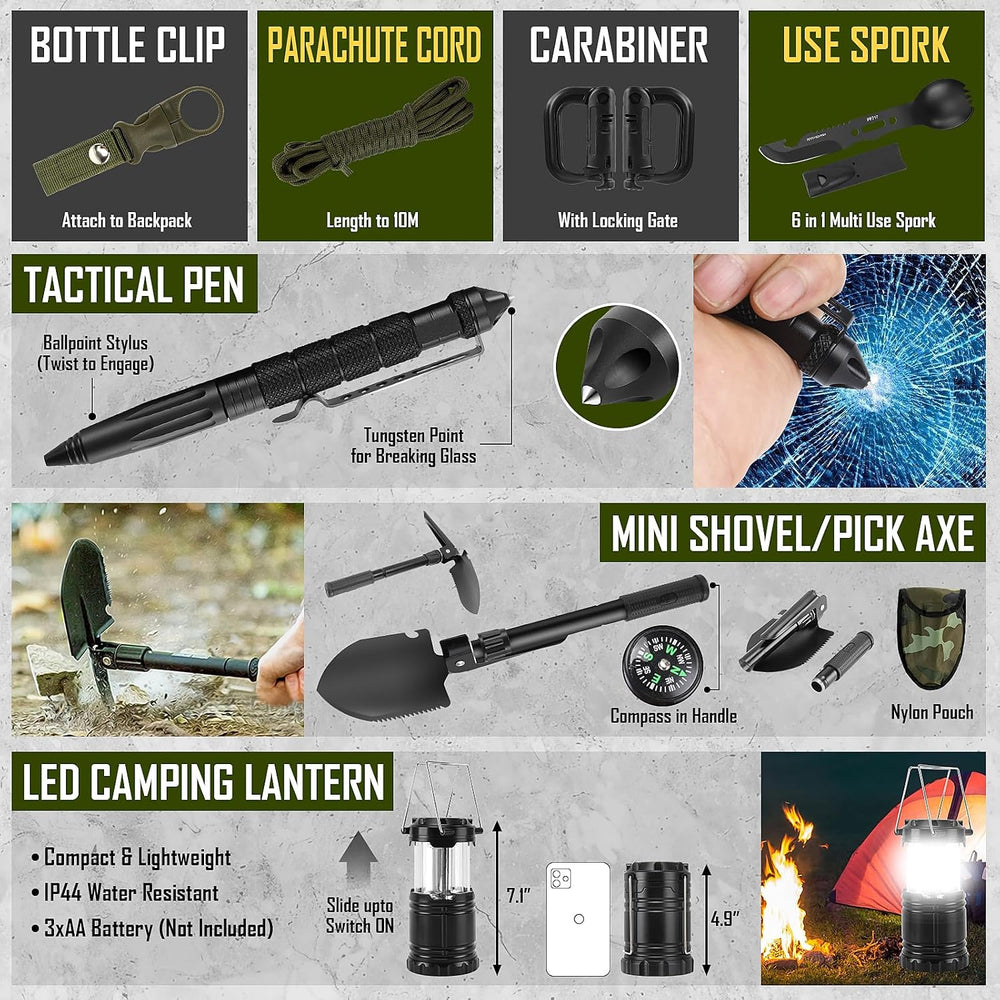 Survival Kit, 268 Pcs Emergency Survival Gear and Equipment Supplies with Fir...