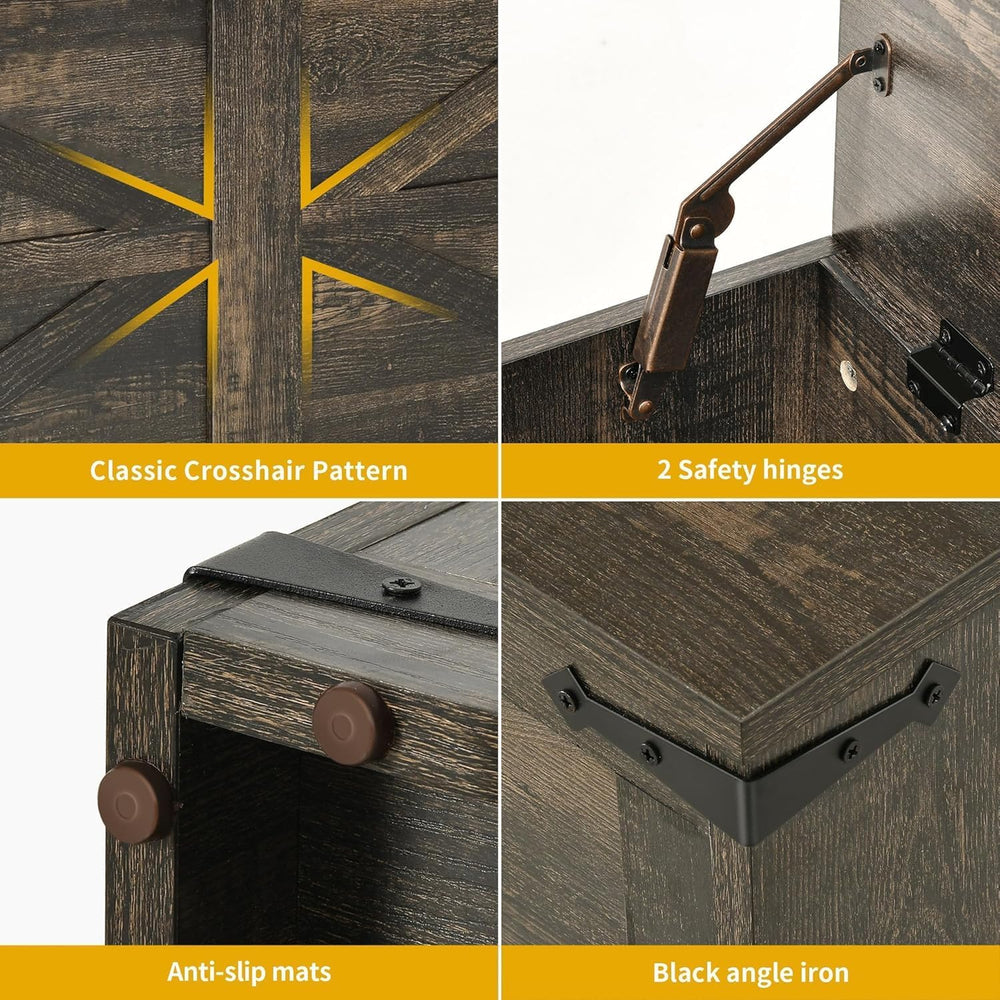 DWVO Wooden Storage Bench, Farmhouse Storage Chest with Safety Hinges, Entryw...