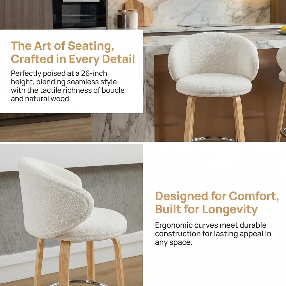 LukeAlon 26" Bar Stools Set of 2, White