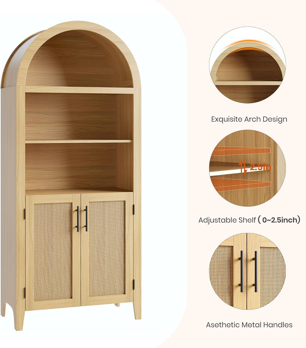 Garvee Arched Kitchen Pantry Storage Cabinet - 5-Tier Open Display Shelf with...