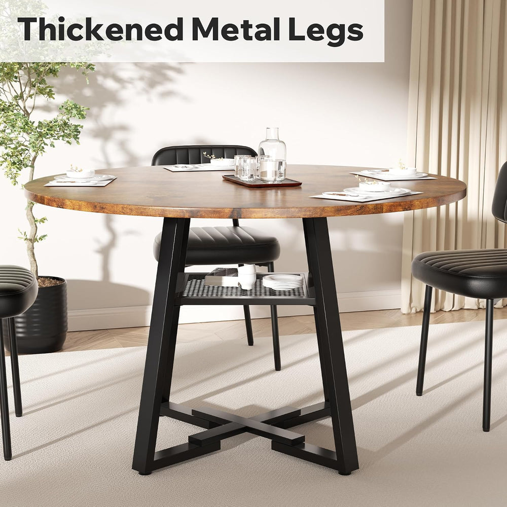 47 Inch Round Dining Table for 4-6 People,Modern Circle Dining Room Table Kit...