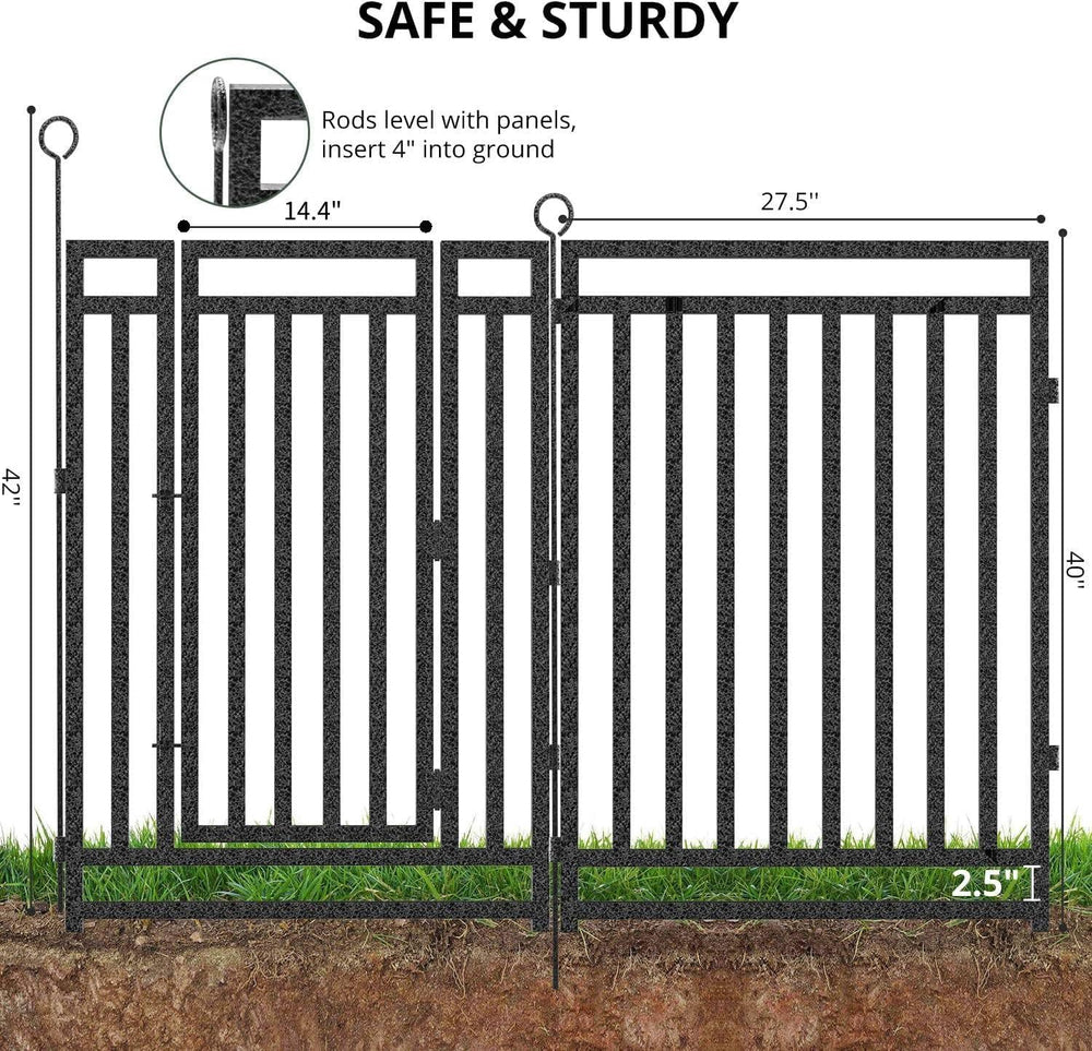 Decorative Garden Fence Metal Dog Fence Outdoor for Yard, 36ft (L) × 40in (H)...
