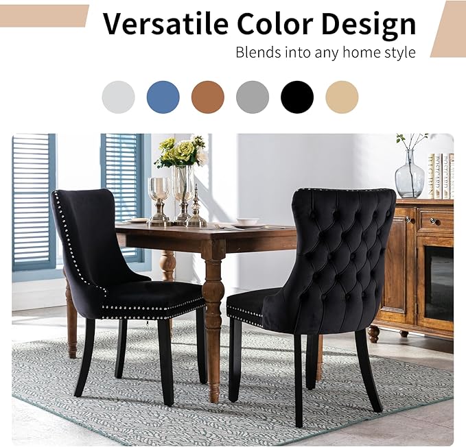 Modern Dining Chairs Set of 4, Upholstered Dining Chair with Full Back and Bu...