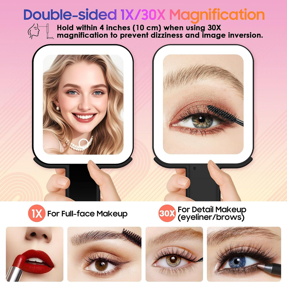 GOMIPURU Magnifying Travel Mirror with Light, 30X/1X Double-Sided Magnifying ...