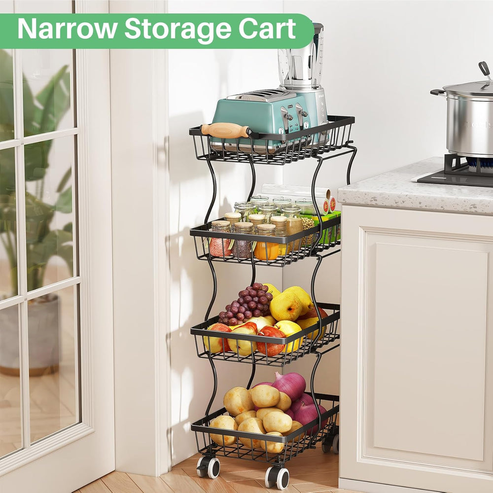 SAYZH Fruit Basket Kitchen Pantry Organizers and Storage - 4 Tier Stackable M...