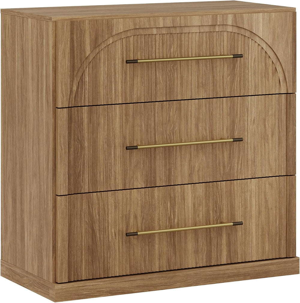 BELLEZE Jagger 32.5" Storage Cabinet with Fluted Drawer - Camel