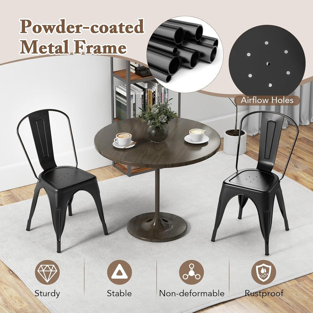 Giantex Metal Dining Chairs Set of 4, Farmhouse Kitchen Chairs with Removable...