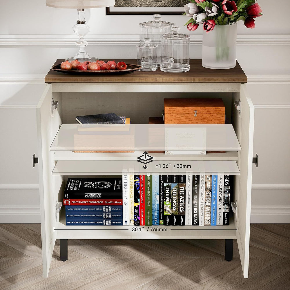 Multifunctional Sideboard Buffet Cabinets, Farmhouse Sideboard with Adjustabl...
