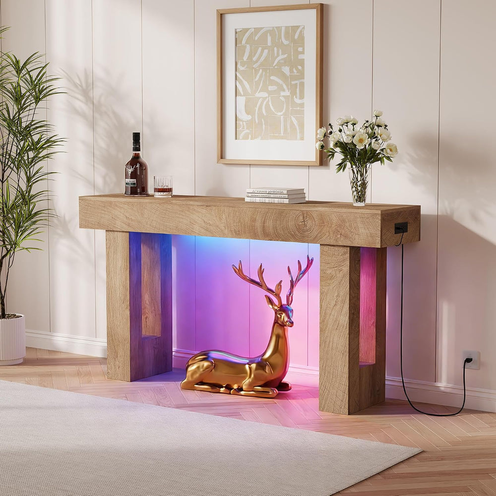 63" Farmhouse Console Table - Long Sofa Table Behind Couch, Wooden Entry...
