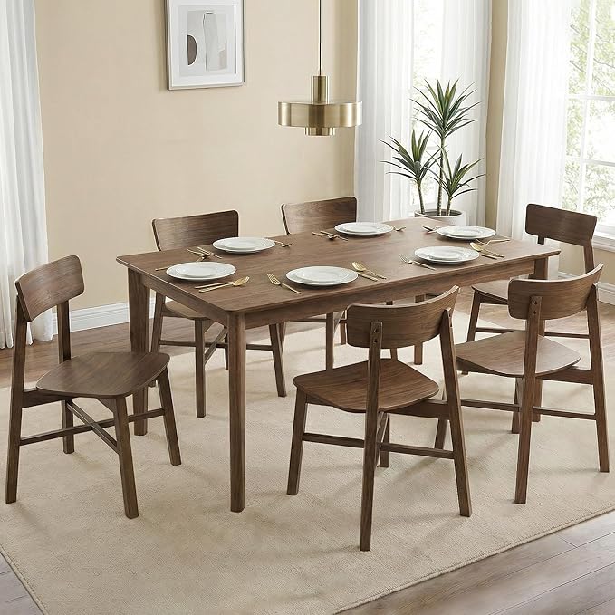 CHITA Soild Wood Dining Chairs Set of 2, Mid Century Modern Walnut Wood Kitch...