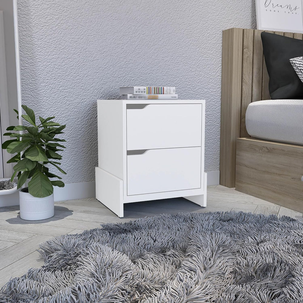 Nightstand with 2-Drawers, End Table with Sturdy Base ,for Small Spaces