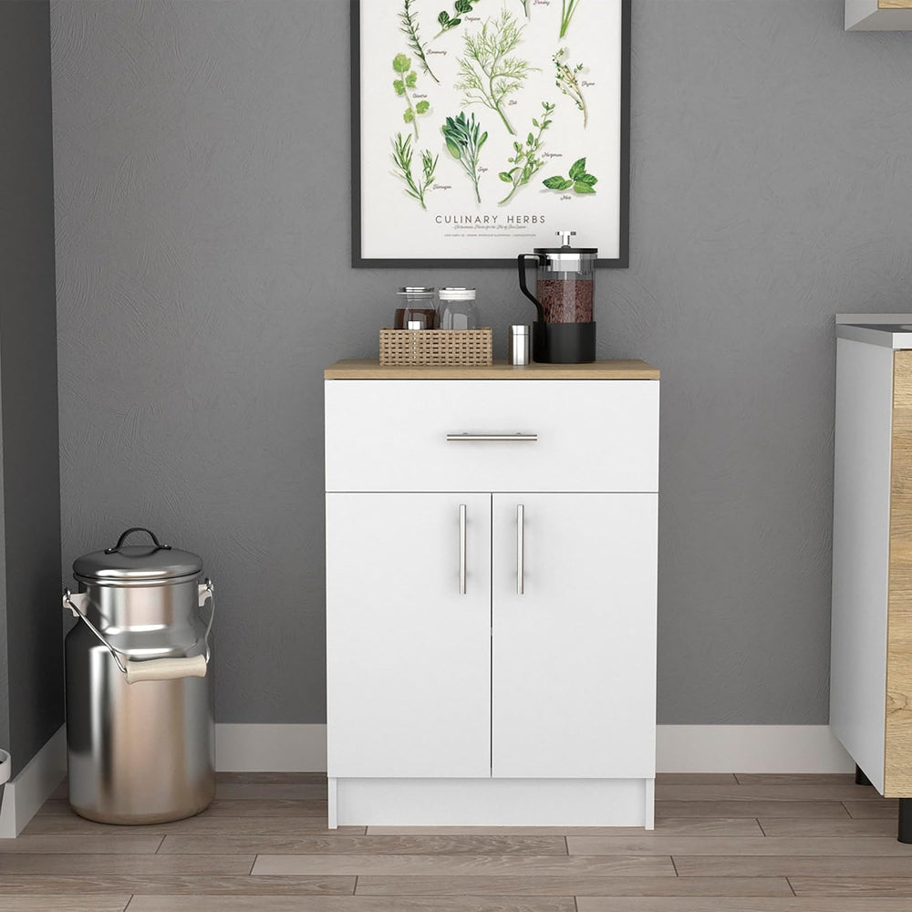 Modern Kitchen Pantry, Storage Cabinet with 1 Drawer, Particle Board, White +...