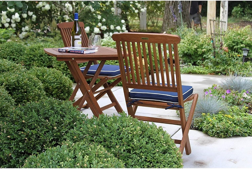 Outdoor Interiors Eucalyptus Wood 3-Piece Square Foldable Bistro Outdoor Furn...