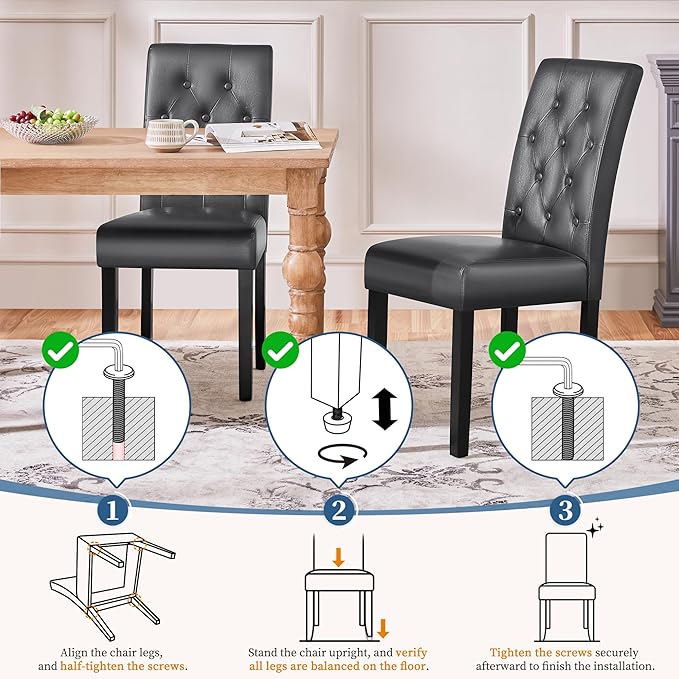 Yaheetech Upholstered Dining Chairs Set of 4 Modern Leather Parsons Kitchen C...
