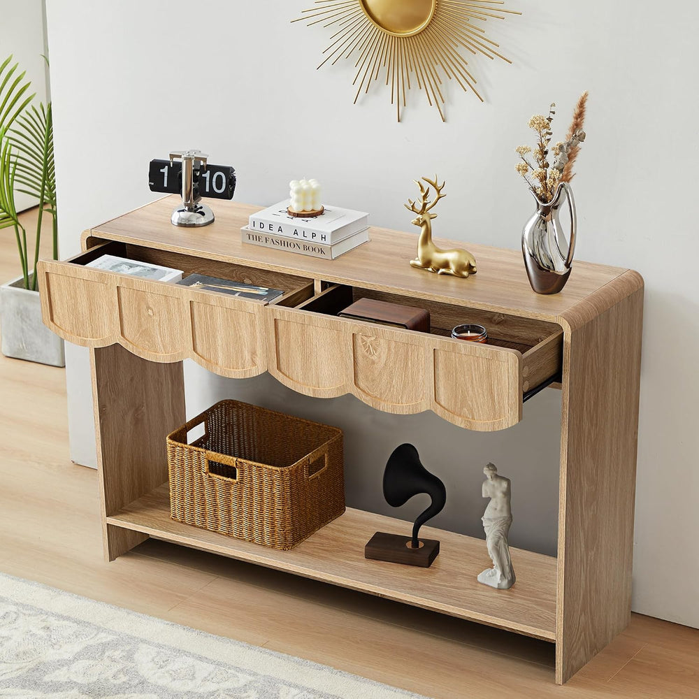 ORRD Console Table with Drawers, Mid-Century 43 Inches Narrow Entryway Table ...